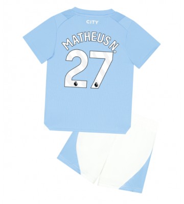 Manchester City Matheus Nunes #27 Hemmaställ Barn 2023-24 Kortärmad (+ Korta byxor)